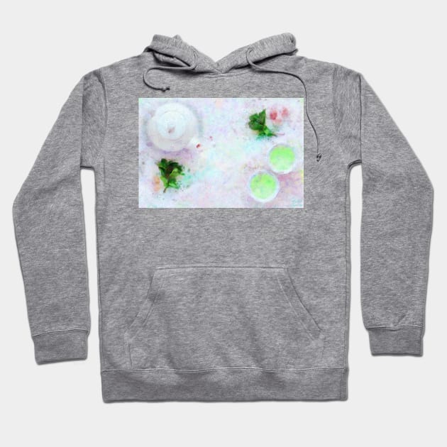 Green Tea Still Life Impressionist Painting Hoodie by BonBonBunny